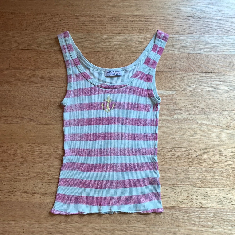 Michael Stars striped gold anchor tank top. OS